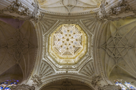 Inside view of the gothic Burgos cathedral domeのeditorial素材