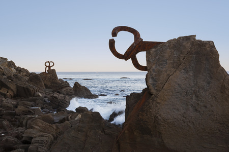 Sculpture Peine de los Vientos in San Sebastian, Basque Country, Spainの写真素材