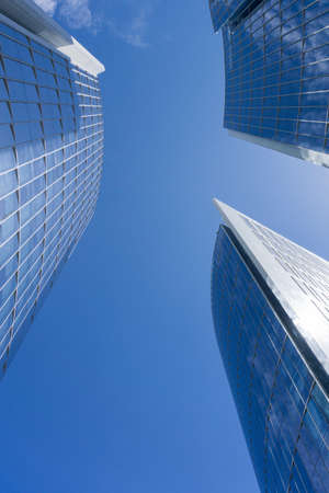 Santiago de Chile city skyscrappers upward viewのeditorial素材