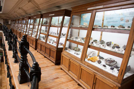 Geomineral Museum (Museo geominero) in Madrid, Spain, displaying minerals and fossils from Spain. It...