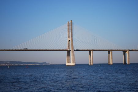 'Vasco da Gama' Bridge over River 'Tejo' in Lisbonの写真素材