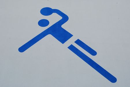 painted wall with a handball pictureの写真素材