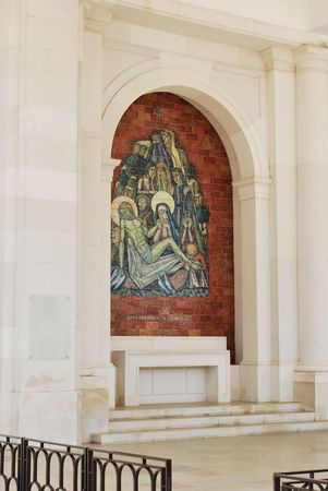 beautiful ceramic painted tiles on the Sanctuary of Fatimaの写真素材