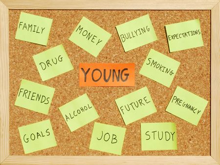 concept of young issues with post it notesの写真素材