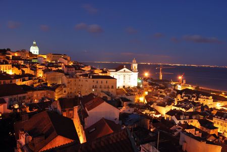 beautiful landscape view on Lisbon during sunsetの写真素材