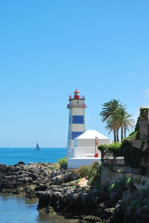 photo of a lighthouse in Cascais, Portugalの写真素材