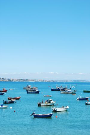 beautiful photo of boats harbor in the port of Cascais, Portugalの写真素材
