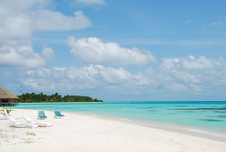 photo of Maldives paradise, beach and islandの写真素材