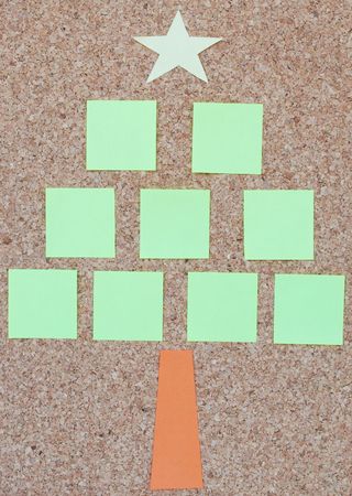 concept of a christmas tree with post it notesの写真素材