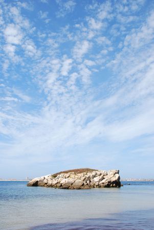 stunning and huge rock in Baleal Peniche beach, Portugalの写真素材