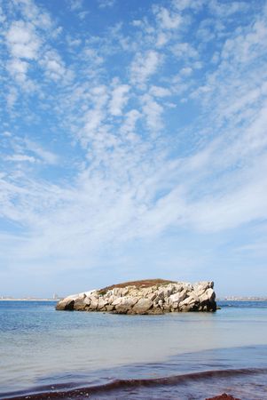 stunning and huge rock in Baleal Peniche beach, Portugalの写真素材