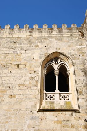beautiful and ancient window detail of a old churchの写真素材