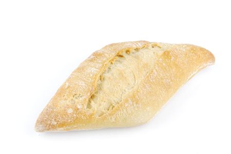 one fresh and baked white wheat bread (isolated on white background)の写真素材