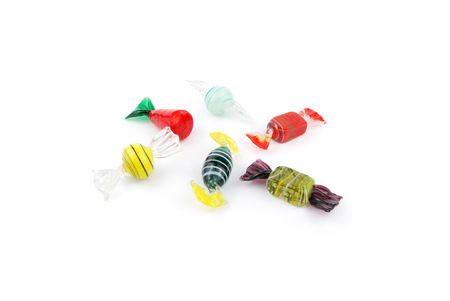 colorful crystal candies isolated on white backgroundの写真素材