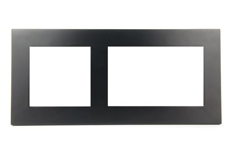 black wooden photo-frame isolated on white backgroundの写真素材