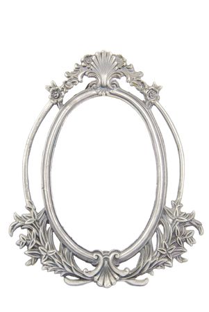 antique metal photo-frame isolated on white backgroundの写真素材
