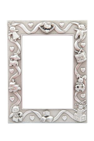 children metal photo-frame isolated on white backgroundの写真素材