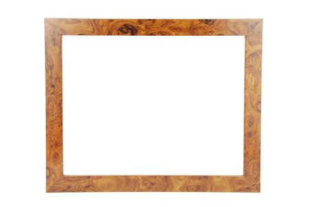wooden photo-frame isolated on white backgroundの写真素材