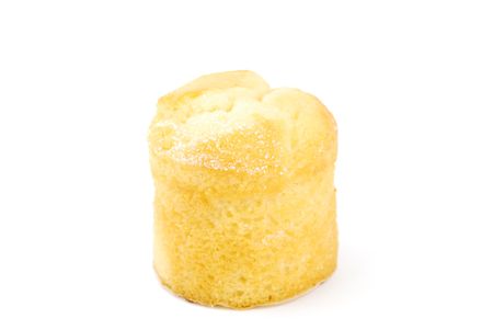 a delicious "bolo de arroz" or rice muffin, typical pasty from Portugal (isolated on white background)の写真素材