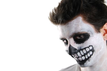 portrait of a creepy skeleton guy perfect for Carnival (isolated on white)