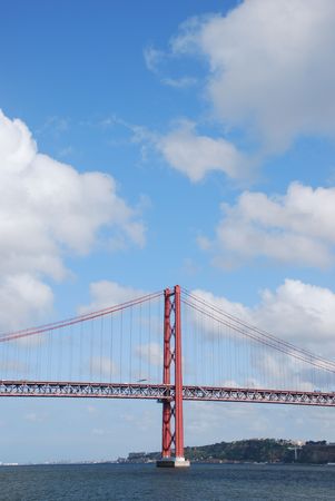 view of old Salazar bridge in Lisbon, Portugalの写真素材