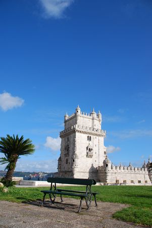 view of Belem Tower, one the most famous landmark in the city of Lisbon (Portugal)のeditorial素材