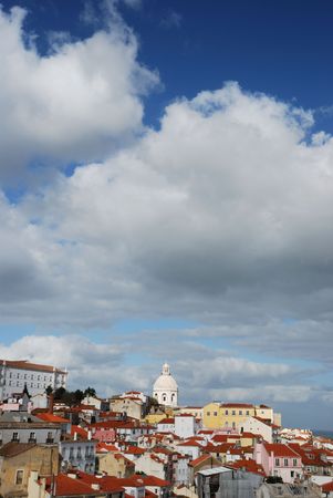 beautiful cityscape view of Phanteon or Santa Engracia church in Lisbon, Portugalの写真素材