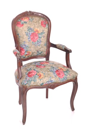 beautiful antique padded chair isolated on white backgroundの写真素材