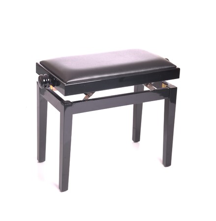 modern black piano bench isolated on white backgroundの写真素材