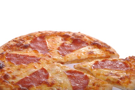 pepperoni pizza isolated on white backgroundの写真素材