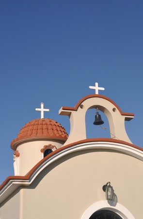 beautiful greek church in Kos, Greece (gorgeous blue sky)の写真素材