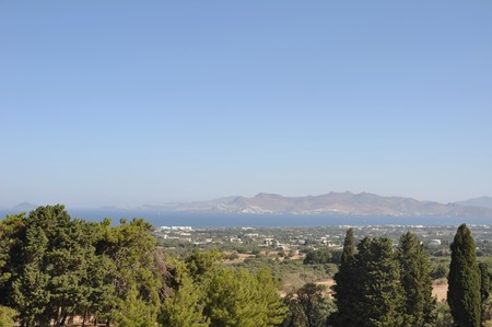 Aegean sea from Kos island (Greece) with Bodrum (Turkey) region on the backgroundの写真素材