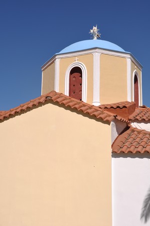 typical greek church in Zia village (Kos island), Greece (gorgeous blue sky)の写真素材