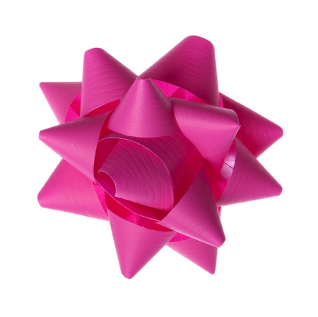 pink gift bow isolated on white backgroundの写真素材