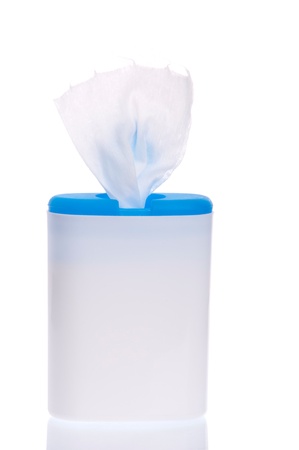 tissue dispenser for cleaning (computer screen or other devices) isolated on white backgroundの写真素材