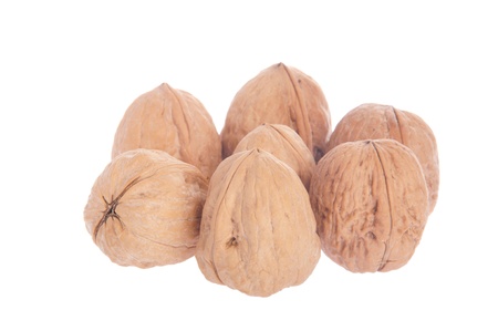 bunch of walnuts isolated on white background