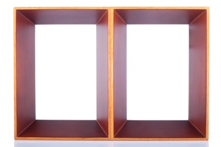 wooden photo-frame isolated on white backgroundの写真素材