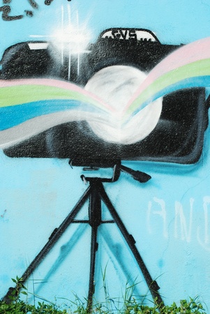 LISBON, APRIL 2 2009: colorful segment of a graffiti in Amoreiras quarter on a public road in LISBON, PORTUGALのeditorial素材