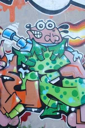 LISBON, APRIL 2 2009: colorful segment of a graffiti in Amoreiras quarter on a public road in LISBON, PORTUGALのeditorial素材