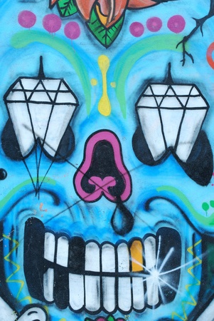 LISBON, APRIL 2 2009: colorful segment of a graffiti in Amoreiras quarter on a public road in LISBON, PORTUGALのeditorial素材
