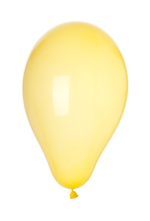 yellow inflatable balloon isolated on white backgroundの写真素材