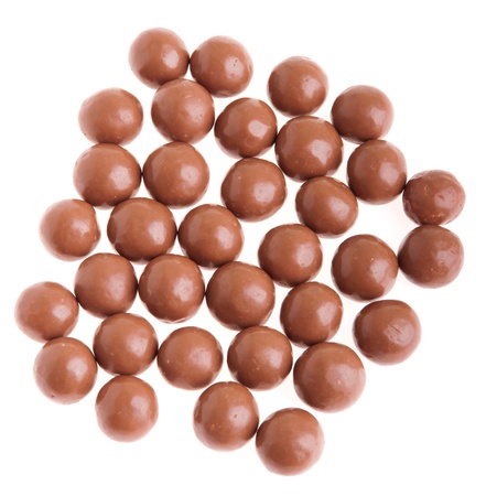 cereal chocolate balls isolated on white backgroundの写真素材