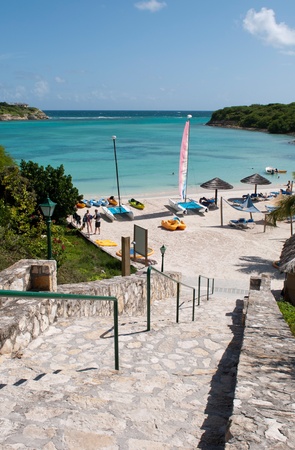 beautiful tropical beach on Long Bay, Antiguaの写真素材
