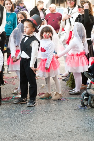 OUREM, PORTUGAL - FEBRUARY 19: participants during the Carnival Parade on February 19, 2012 in Ourem, Portugal.のeditorial素材