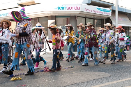 OUREM, PORTUGAL - FEBRUARY 19: participants during the Carnival Parade on February 19, 2012 in Ourem, Portugal.のeditorial素材