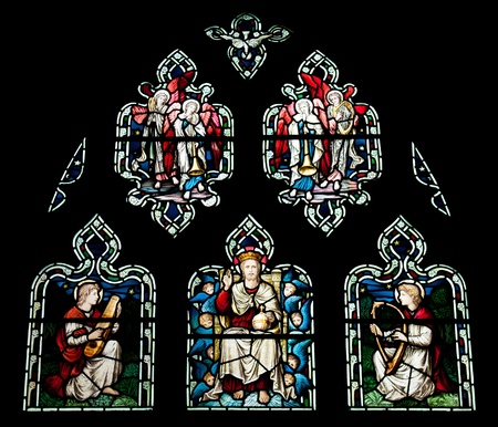 collection of stained glass window from Gloucester Cathedral, England (United Kingdom)の写真素材