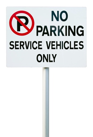 no parking sign  service vehicles only  isolated on white backgroundの写真素材