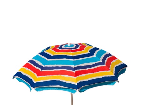 colorful beach umbrella isolated on white backgroundの写真素材