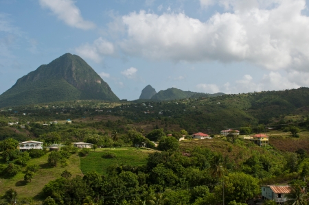 view of the famous Pitons in Saint Lucia, Caribbean (over 700m high)の写真素材