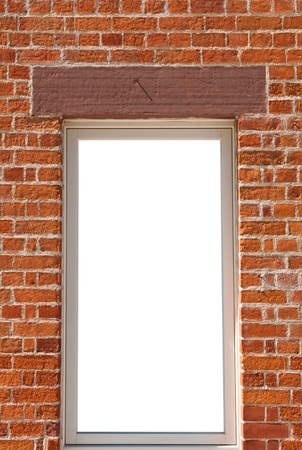 modern window on a brick wall building  isolated on white background, ready for your design の写真素材